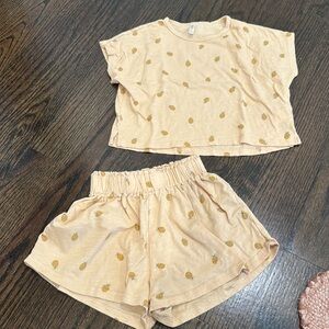 Rylee and Cru pineapple print boxy tee and flare short set